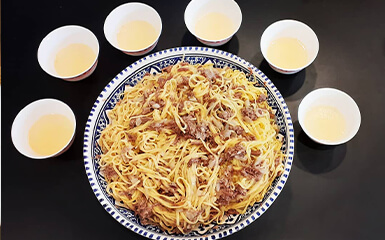 Beshbarmak - traditional Kyrgyz meat
